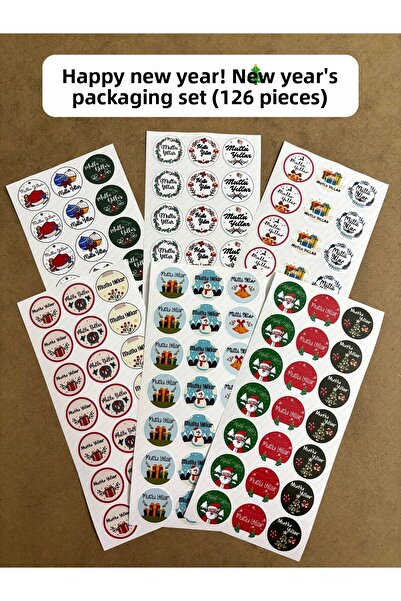 hdsticker 126Pcs Christmas New Year Happy New Year Themed Sticker Label Gift Wrapping Packaging Decoration P7