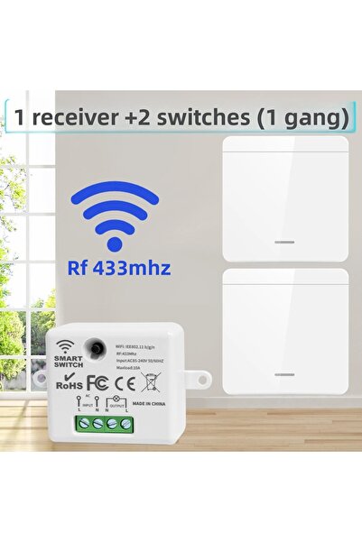 GGBEE 1 جهاز استقبال 2 مفتاح لاسلكي لإضاءة الحائط، جهاز استقبال مرحل Rf 433 ميجا هرتز، مفتاح لوحة 1/2/3 عصابة، جهاز تحكم عن بعد
