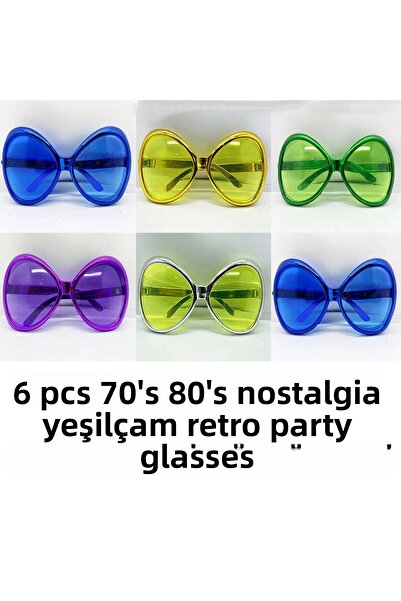 ZERO LAND MTXDPN Ochelari de petrecere retro din sticlă verde nostalgică din anii 70 și 80 (85545) 6 buc.