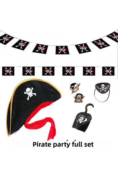 ZERO LAND Mtxdpn Children's Pirate Hat + Hook + Eye Patch + 2 Rings + (85346)...