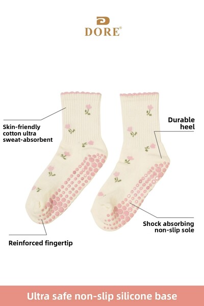 Dore Original Women's New Season Tulip Patterned Trend Model Pilates and Yoga Non-Slip Sole Socks 1 Pair