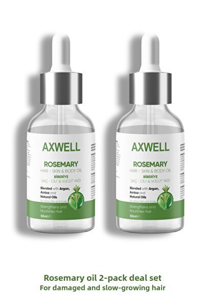 AXWELL زيت إكليل الجبل الكامل - مجموعة العناية بالشعر مكونة من قطعتين لتطويل الشعر السريع والشعر المتضرر