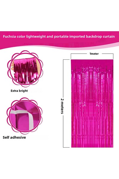 ZERO LAND Mtxdpn Fuchsia Color Extra Metalized Shiny Fringed Backdrop Curtain Imported a Quality (101138) 1X2 Meter