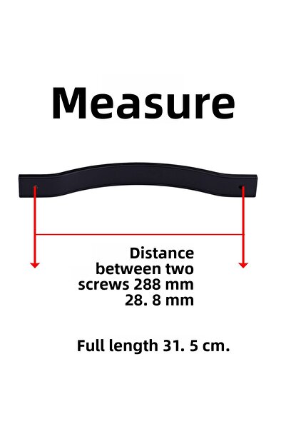 Badem10 Hyacinth Plain Black 288 mm Metal Handle Furniture Handle Modern Kitchen Cabinet Drawer Handle Cover Handles