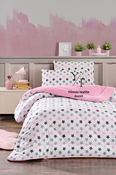 ChicMaison Single Person Fluffy Quilt Pink Star |   Without Sheets