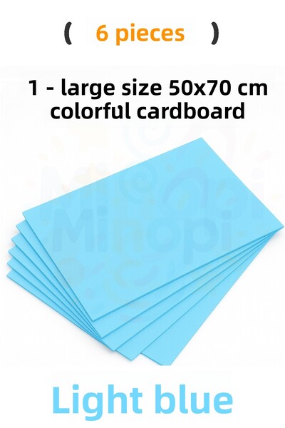 Minopi Blue Color Cardboard 6 Pieces 50X70 cm Hard Cardboard Cardboard