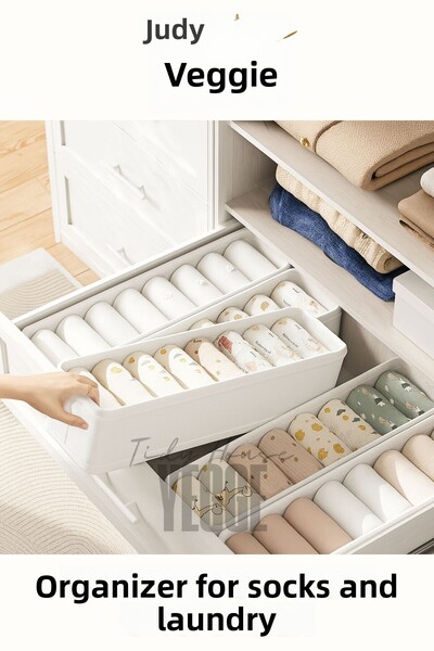 YEGGE 4-Drawer and Closet Organizer, Shelf Organizer, Foldable Socks and Laundry Organizer Box