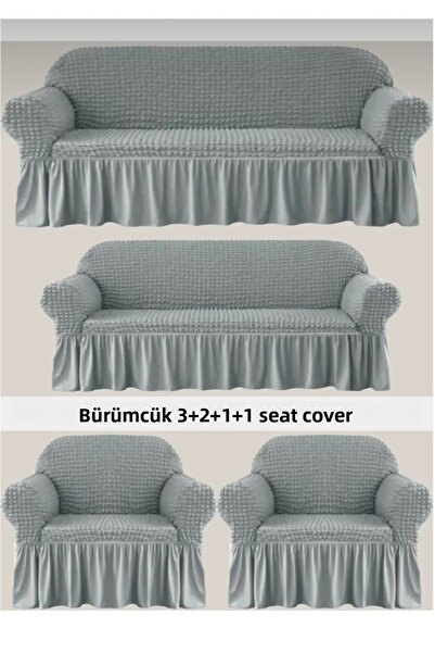 ARTUÇ Bürümcük Pamukluk (3-2-1-1) Sofa Slipcover Set with Skirt (Back Rank)
