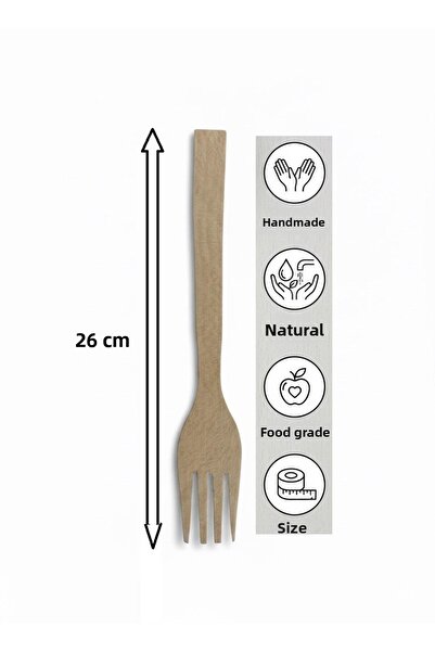KAYEGG Handmade Natural 6-Piece Wooden Fork Set Hornbeam Wood 26 cm 6 Forks