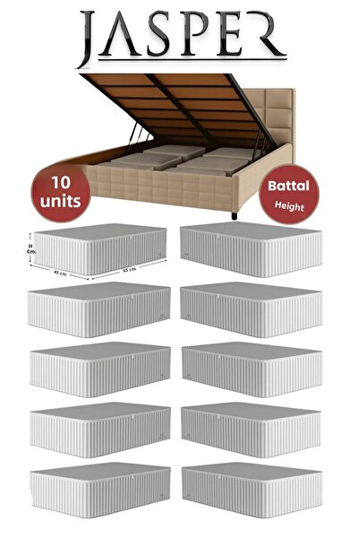 JASPER Anthracite 10 Pieces Striped Large Size Under-Bed and Sofa Bed Storage Bag - 65X45X22 cm - Organizer.