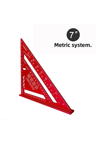 Choice Red-metric New 7inch Triangle Ruler Measurement Tool Aluminium Alloy Carpenter Tools Inch Metric Ang