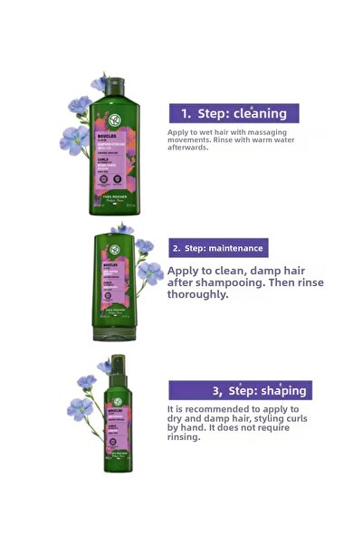 Yves Rocher Curl Enhancing Set of 3 Shampoo Cream Care Vegan for Curly and Wavy Hair