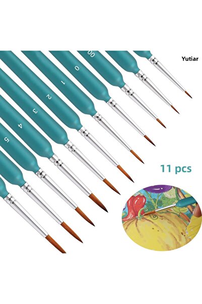 Choice 11 قطعة من فرش الرسم المصغرة باللون الأخضر، فرش الرسم الفني، فرشاة الرسم من شعر ابن عرس، الغواش، الألوان المائية