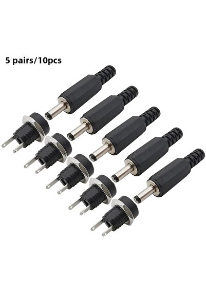Choice 5 أزواج 5 أزواج 5.5 × 2.1 مم موصل طاقة تيار مستمر ذكر مقبس أنثى مثبت على اللوحة سلك لحام موصل 5