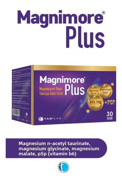 Magnimore Plus Magnesium 30 Sachets N-Acetyl Taurinate Bisglycinate Malate Vi...
