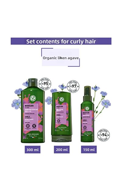 Yves Rocher Curl Enhancing Set of 3 Shampoo Cream Care Vegan for Curly and Wavy Hair