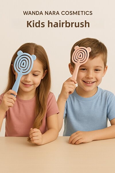 WANDA NARA COSMETİCS Children's Hair Brush – Blue & Pink | 2-7 Years Old, Medium Hardness 1 Pc