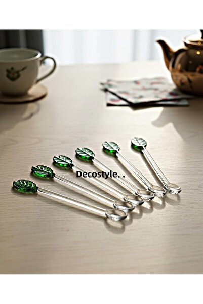 DECOSTYLE Leaf Model Glass Teaspoon 6 Pieces