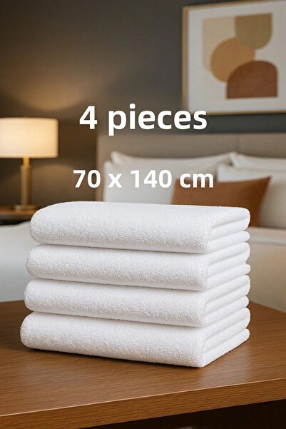mihriban مجموعة فنادق وايت - منشفة حمام - ساونا 4 قطع 70x140 سم