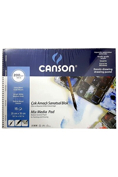 Canson 1557 ميكس ميديا 25x35 سم 15yp 200gr Spiralli çok Amaçlı çizim Resim Defteri / Fcns200152535