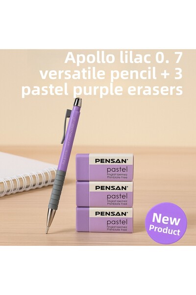 KarmaOfis قلم أبولو وايت 0.7 متعدد الاستخدامات + 3 قطع من الممحاة البيضاء