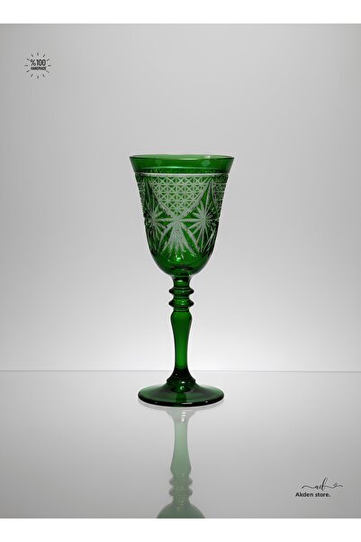 AKDEN STORE Crystal Cut Decorative Footed Water Glass, Footed Goblet