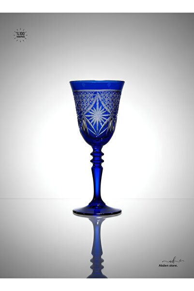 AKDEN STORE Crystal Cut Decorative Footed Water Glass, Footed Goblet