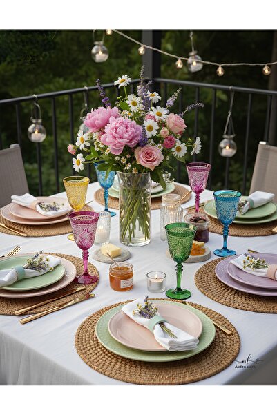 AKDEN STORE Crystal Cut Decorative Footed Water Glass, Footed Goblet