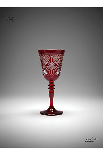 AKDEN STORE Crystal Cut Decorative Footed Water Glass, Footed Goblet