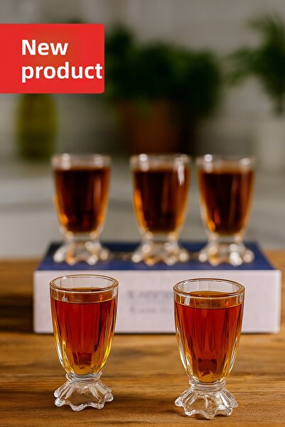 zaTen Pazar 6 Pcs Quality Shot or Zemzem Glass Fish Cup 30 Cc 7 cm Bouo 4 cm Mouth Width