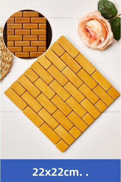 TARIK HOME 2 Pieces Decorative Natural Bamboo Trivets 22X22 cm - Heat Resistant, Modern, under Pot Teapot