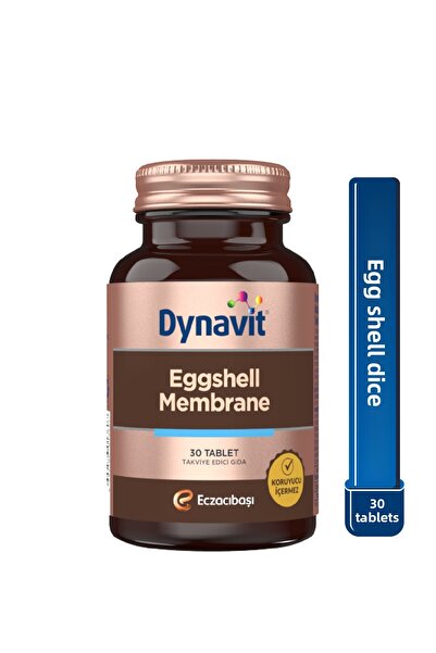 Dynavit غشاء قشرة البيض 30 قرصًا - غشاء قشرة البيض، MSM، فيتامين C، مستخلص الأكجولينيوم والكركم، المغنيسيوم