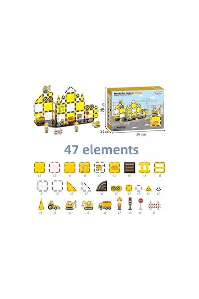 hak-iş oyuncak مجموعة البناء المغناطيسية - 47 قطعة من مكعبات البناء المغناطيسية، سلسلة هندسية ذات طابع آلات الأعمال ملونة