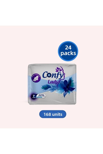 Confy Lady 168 قطعة من الفوط الصحية فائقة الطول