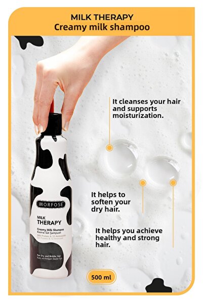 Morfose Milk Therapy Shampoo 500 ml - Milk Protein, Repairing, Nourishing Effect