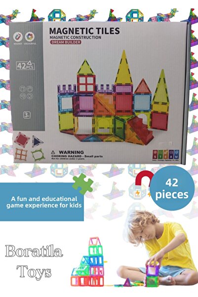 Bmag Magnetic Tiles Magnetic Tiles Colorful 42 Pieces Magnetic Building Magnetic Blocks