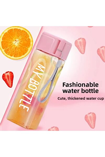 Choice 1 Pcs Clear Square Drinking Glass in Mate Plastic Portable Water Bottle with Milk Cable for Outdo...