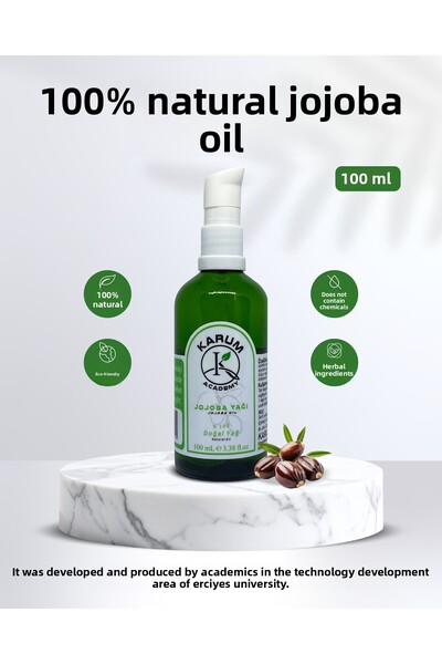 KARUM زيت الجوجوبا - نقي 100%، معصور على البارد، يدعم ترطيب البشرة والشعر بشك...