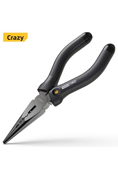 Deli كماشة Ht2106 ذات مقبض أسود مقاس 6 بوصات ومتعددة الوظائف وذات أنف طويل لل...