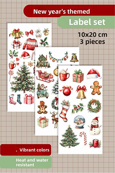 Piksel Grafik مجموعة ملصقات ذات طابع عيد الميلاد مكونة من 3 قطع - قلم، ملصق ل...