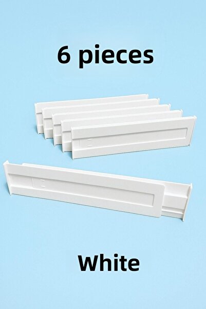 HızlıTrend 6 قطع منظم أدراج أكريليك أبيض قابل للتعديل ومقسم للتنظيم