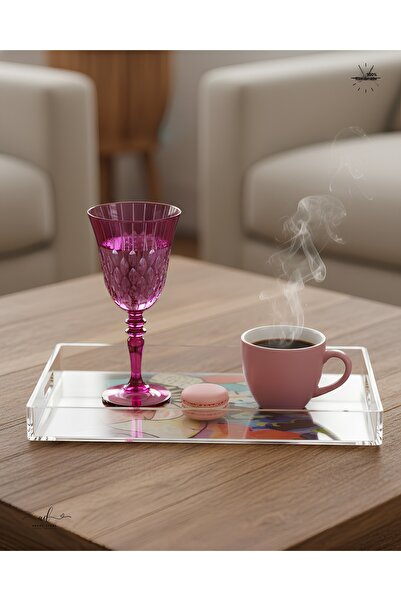 AKDEN STORE Crystal Cut Decor Handcrafted Footed Goblet, Water Cup