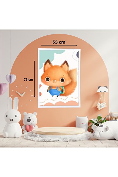 mixefor Animal Figured Baby Room White Framed Canvas Print Painting