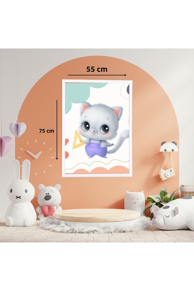 mixefor Newborn Room White Framed Animal Figure Canvas Painting