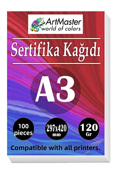 Artlantis ورق شهادات A3 100 قطعة 120 جرام ورق تصوير سميك متوافق مع جميع الطاب...