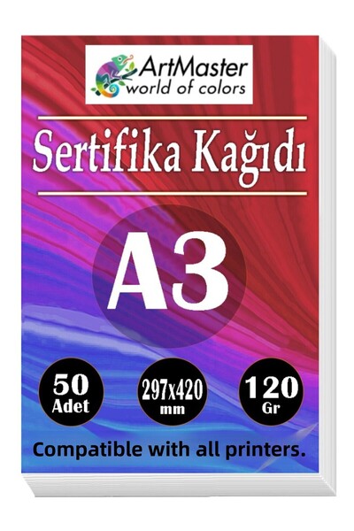 Artlantis ورق شهادات A3، 50 قطعة، 120 جرام، ورق تصوير سميك متوافق مع جميع الط...
