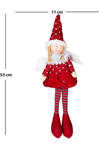 Herdekora Christmas Ornament, Sitting Fairy Figure, Red - 17X53 cm