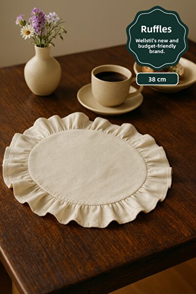 Rufle Οικολογικός |   Σετ 6 τεμαχίων αμερικανικού σερβιρίσματος από λινό με β...