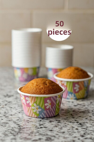 Funny Life 50-Piece Kraft Muffin Cupcake Mold Cake Capsule Natural Cake Mold,...