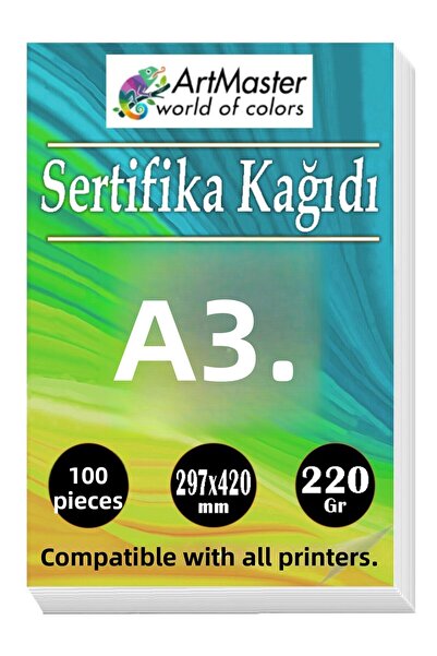 Artlantis ورق شهادات A3 100 قطعة 220 جرام ورق تصوير سميك متوافق مع جميع الطاب...